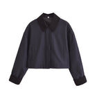 Women's Corduroy Stitching Neckline Casual Coat