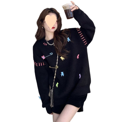Loose And Lazy Style Pullover Women's Design Sweater Top