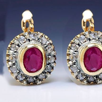 Fashion Red Set With Diamonds Gemstone Women's Ear Clip