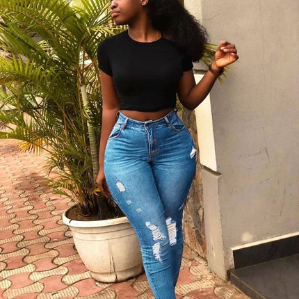 Fashion Holes Jeans Student Pants