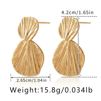 Color Retention Copper Plating 18K Real Gold Overlapping Design Double Layers Loving Heart Earrings