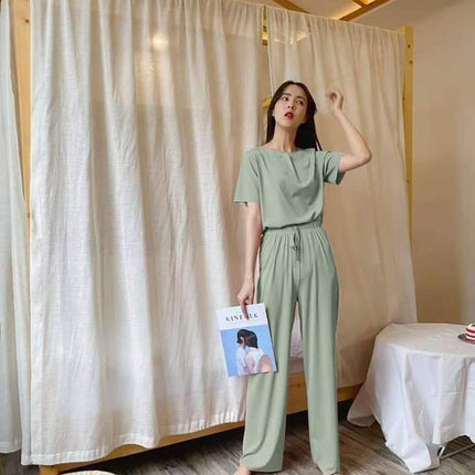 Pajamas Casual Soft Thin Suit Fashion Home Wear Two-piece Set