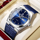 Blue Leather White Blue