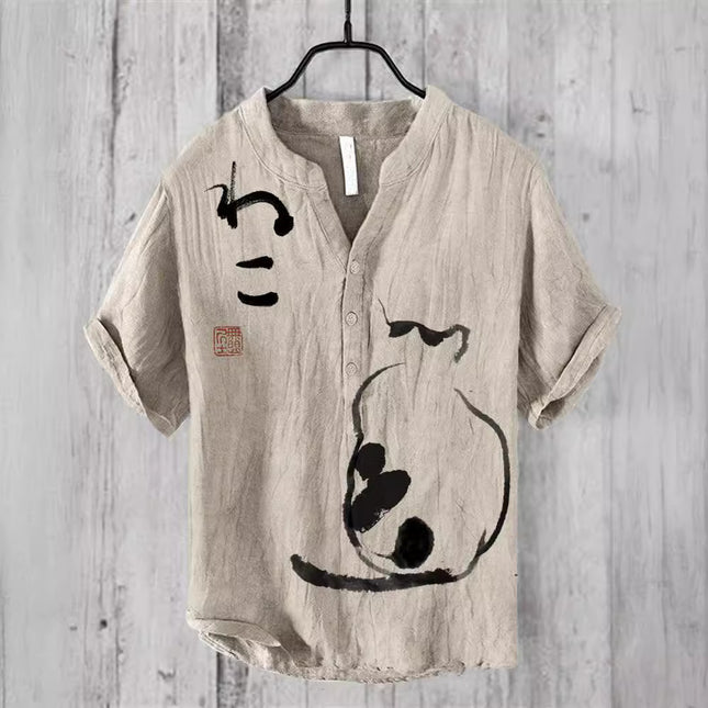 Plus Size Digital Printing Men's Short Sleeve