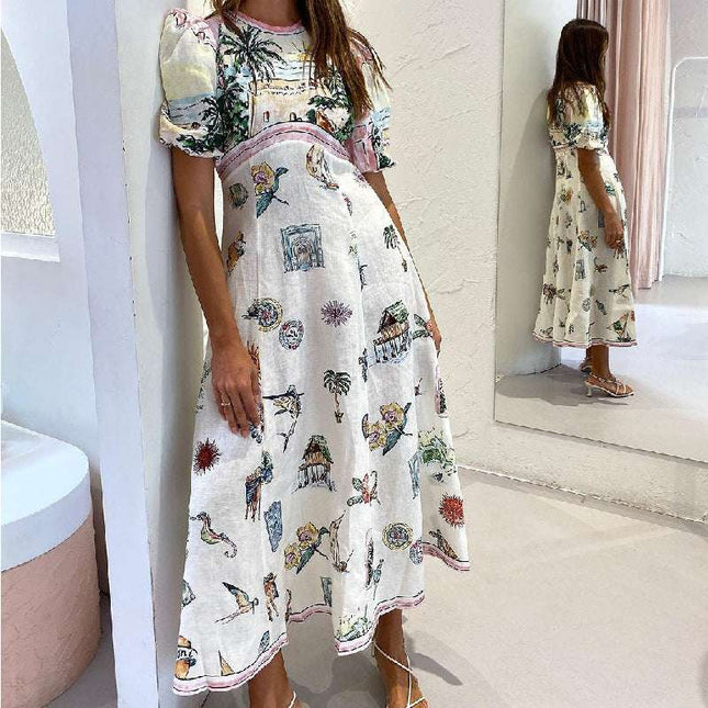 Fashion Summer Casual Printing Dress Women