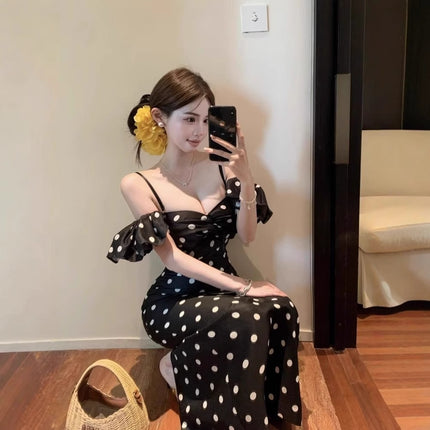 Pure Desire Polka Dot Brace Dress Women