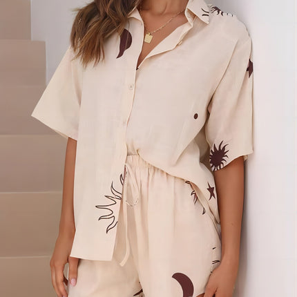 New Loose Casual And Comfortable Women's Short-sleeved Shorts Shirt Two-piece Set