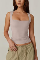 Summer Square-neck Tank Vest Ins Fashion Slim Solid Sleeveless Tops For Women Clothing