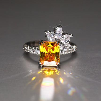 Elegant Princess Square Diamond Zircon Ring Vintage