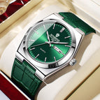 Green Leather White Green