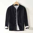 Chinese-style Stand Collar Ramie Long-sleeved Shirt Breathable Linen Casual Chinese-style Shirt For Men