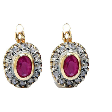 Fashion Red Set With Diamonds Gemstone Women's Ear Clip