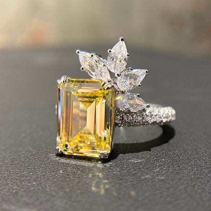 Elegant Princess Square Diamond Zircon Ring Vintage