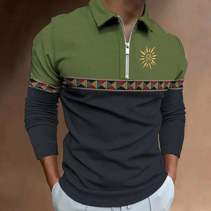 Men's Retro Color Printing Fashion Sports Golf Top Casual T-shirt