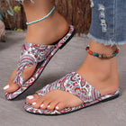 Plus Size Ethnic Style Flat Toe Ring Slippers