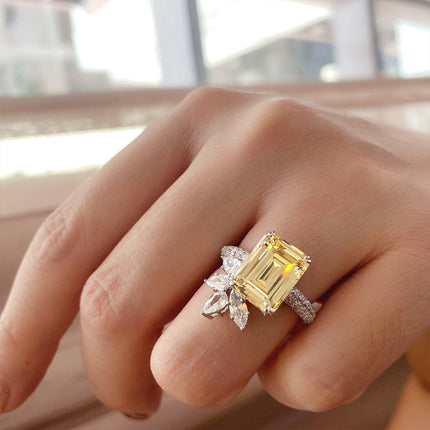 Elegant Princess Square Diamond Zircon Ring Vintage