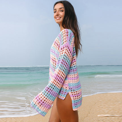 Pullover Round Neck Blouse All-match Multicolor Long Sleeve
