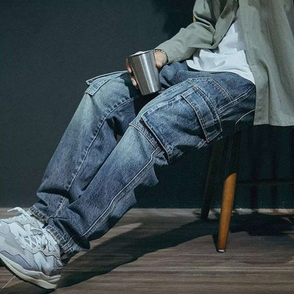 Men's Loose Straight Retro Fashion Brand Stretch Pants