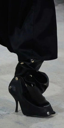 Denim Stitching Casual Two-way Pile Style Knee-length Boots
