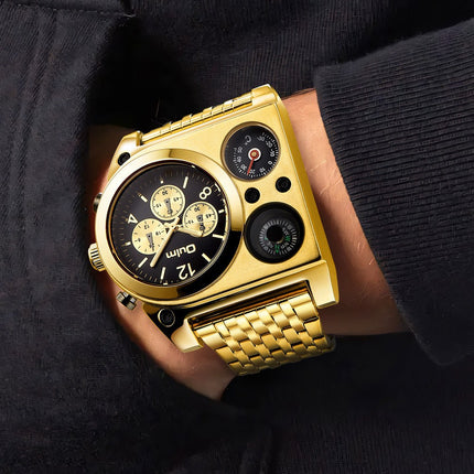 Multi-time Zone Oversized Dial Luminous Men's Watch Steel Belt