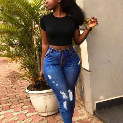 Fashion Holes Jeans Student Pants