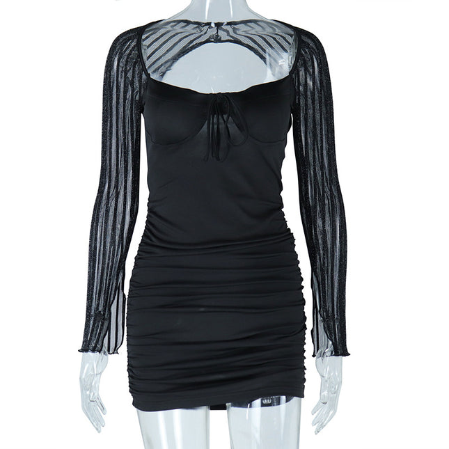 Women's Lace Screen Color Contrast Patchwork Dress