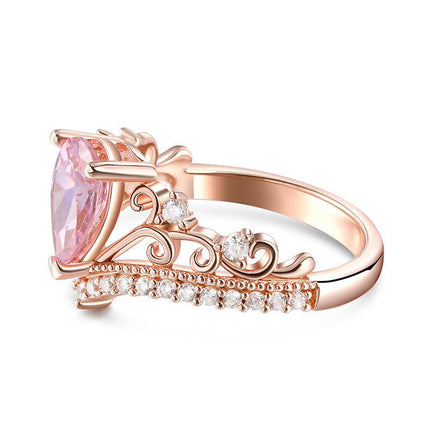 Affordable Luxury Fashion Water Drop Pink Diamond Side White Diamond V Ring