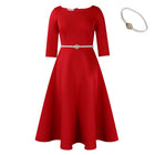 Women's European And American Solid Color Large Swing Skirt Temperament Dress