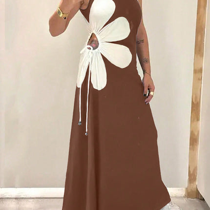 Large Flower Off-the-shoulder Sling Dress