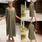 Outerwear Cover-up Rayon Embroidery Plus Size Long Dress Women