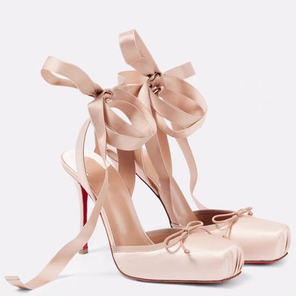 Pig Nose Ballet High Heels Stilettos Bow Sandals