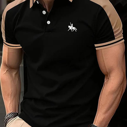 New European And American Men's Daily Casual Printing Lapel Short Sleeve
