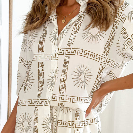 New Loose Casual And Comfortable Women's Short-sleeved Shorts Shirt Two-piece Set
