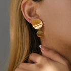 Color Retention Copper Plating 18K Real Gold Overlapping Design Double Layers Loving Heart Earrings