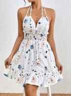 European And American Women Printed Sexy Halter Spaghetti Straps Dress