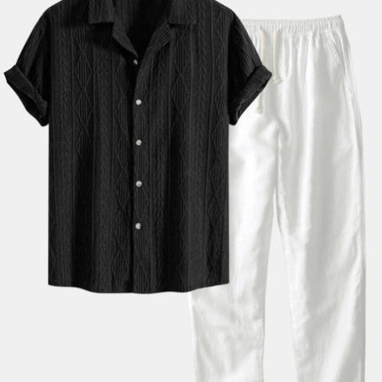 Lapel Casual Short-sleeved Shirt Digital Printing Comfortable Trousers Suit