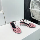 Vintage Weave Hollow-out Roman Style Mid Heel Sandals