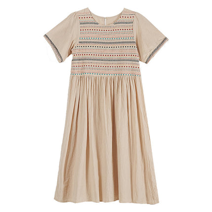 Embroidered Ethnic Style Plus Size Pregnant Women Dress