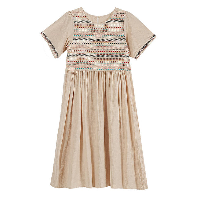 Embroidered Ethnic Style Plus Size Pregnant Women Dress