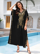 Outerwear Cover-up Rayon Embroidery Plus Size Long Dress Women