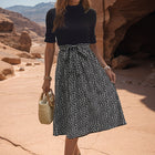 All-match And Sweet Half Turtleneck Leopard Print Color-matching Dress
