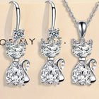 Shiny Exquisite Luxury Cat Pendant Necklace Earrings