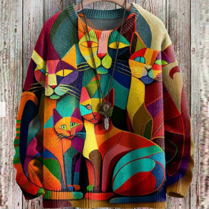 Fashion Floral Print Long-sleeved Women's Sweater