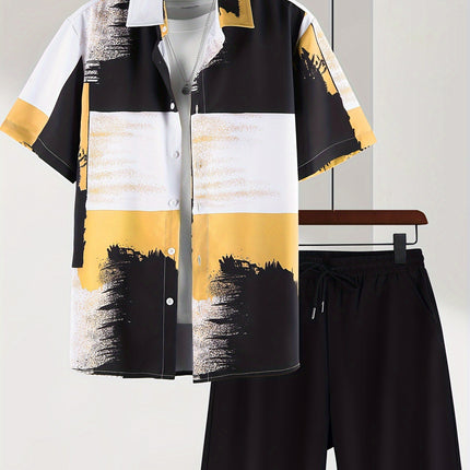 Men's Short Sleeve Shirt Outfit Printed Men's Clothing