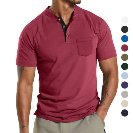Plus Size Men's Short Sleeve Sleeve Button Pocket