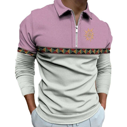Men's Retro Color Printing Fashion Sports Golf Top Casual T-shirt