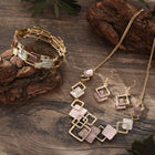 Color Painting Oil Geometric Square Ear Studs Bracelet And Necklace Set