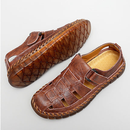 Plus Size Men's Beach Sandals Retro Hollow Out