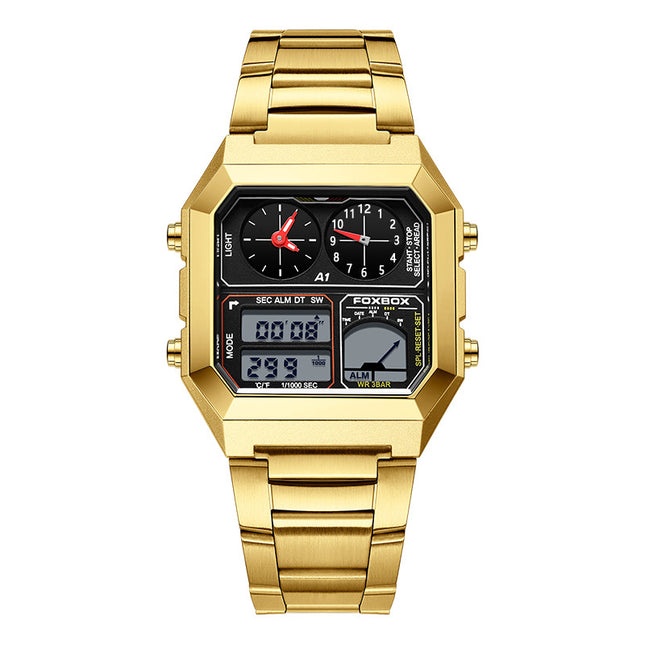 Dual Display Multifunctional Waterproof Alarm Clock Luminous Sports Chronographe Watch