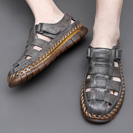 Plus Size Men's Beach Sandals Retro Hollow Out
